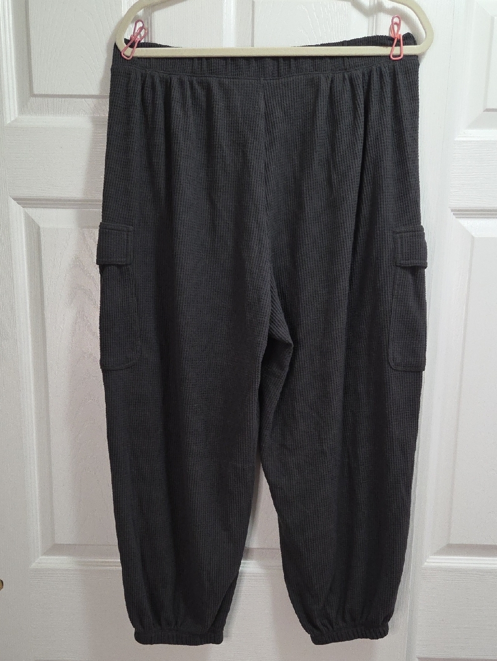 aerie Dark Green Waffle Knit Cargo Joggers - Picture 6 of 7
